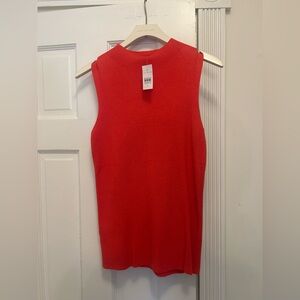 NWT Ann Taylor Red Sleeveless Knit Shell with High Neck